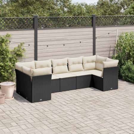 Set de comedor de jardín 7 pzas y cojines ratán sintético negro de , Conjuntos de jardín - Ref: Foro24-3249955, Precio: 441,0...