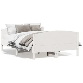 Estructura de cama con cabecero madera pino blanco 140x190 cm de , Camas y somieres - Ref: Foro24-3216180, Precio: 218,55 €, ...