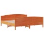 Estructura cama con cabecero madera pino marrón cera 200x200 cm de , Camas y somieres - Ref: Foro24-3216163, Precio: 274,03 €...