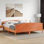 Estructura cama con cabecero madera pino marrón cera 200x200 cm de , Camas y somieres - Ref: Foro24-3216163, Precio: 274,03 €...
