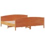 Estructura cama con cabecero madera pino marrón cera 200x200 cm de , Camas y somieres - Ref: Foro24-3216163, Precio: 274,03 €...