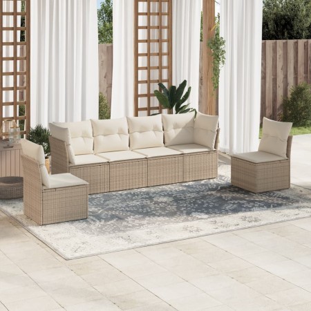 Juego de sofás jardín con cojines 6 pzas ratán sintético beige de , Conjuntos de jardín - Ref: Foro24-3249207, Precio: 424,77...