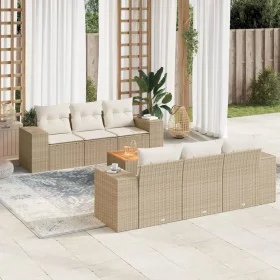 Set sofás de jardín 7 piezas y cojines ratán sintético beige de , Conjuntos de jardín - Ref: Foro24-3257668, Precio: 608,75 €...