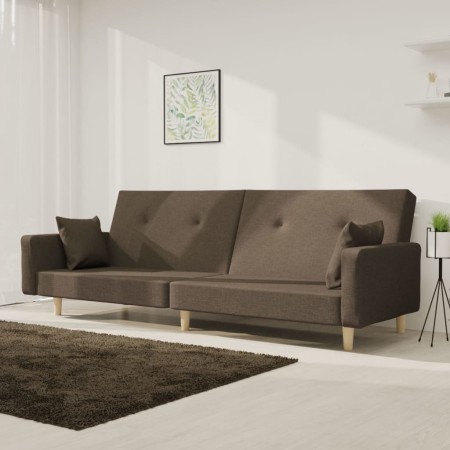 Sofá cama de 2 plazas con dos almohadas tela gris taupe de , Sofás - Ref: Foro24-375747, Precio: 275,07 €, Descuento: %