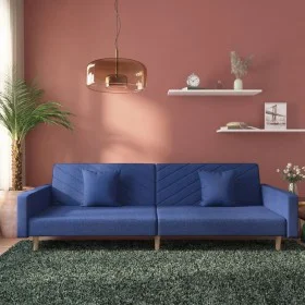 Sofá cama de 2 plazas con dos almohadas tela azul de , Sofás - Ref: Foro24-375904, Precio: 276,10 €, Descuento: %