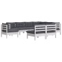 Muebles de jardín 9 pzas y cojines blanco madera maciza de pino de , Conjuntos de jardín - Ref: Foro24-3096744, Precio: 803,3...