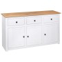 Aparador de madera de pino estilo Panamá blanco 135x40x80 cm de vidaXL, Aparadores - Ref: Foro24-282705, Precio: 252,38 €, De...