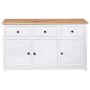 Aparador de madera de pino estilo Panamá blanco 135x40x80 cm de vidaXL, Aparadores - Ref: Foro24-282705, Precio: 252,38 €, De...