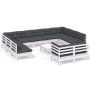 Muebles de jardín 12 pzas con cojines blanco madera maciza pino de , Conjuntos de jardín - Ref: Foro24-3097266, Precio: 1,00 ...