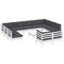 Muebles de jardín 12 pzas con cojines blanco madera maciza pino de , Conjuntos de jardín - Ref: Foro24-3097266, Precio: 1,00 ...