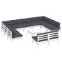 Muebles de jardín 12 pzas y cojines blanco madera maciza pino de , Conjuntos de jardín - Ref: Foro24-3097218, Precio: 994,72 ...