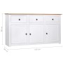 Aparador de madera de pino estilo Panamá blanco 135x40x80 cm de vidaXL, Aparadores - Ref: Foro24-282705, Precio: 252,38 €, De...