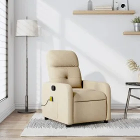 Sillón de masaje reclinable de tela crema de , Sillones - Ref: Foro24-374214, Precio: 203,20 €, Descuento: %