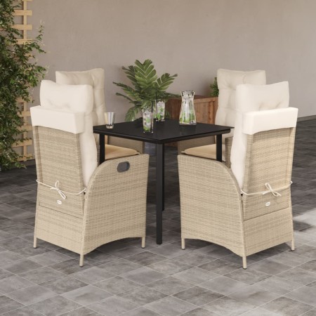 Set comedor de jardín 5 pzas con cojines ratán sintético beige en Conjuntos de jardín | Comprar online en Foru.es