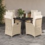 Set comedor de jardín 5 pzas con cojines ratán sintético beige en Conjuntos de jardín | Comprar online en Foru.es