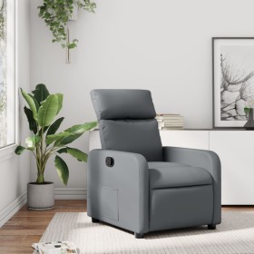 Sillón reclinable de cuero sintético gris de , Sillones - Ref: Foro24-374186, Precio: 191,63 €, Descuento: %