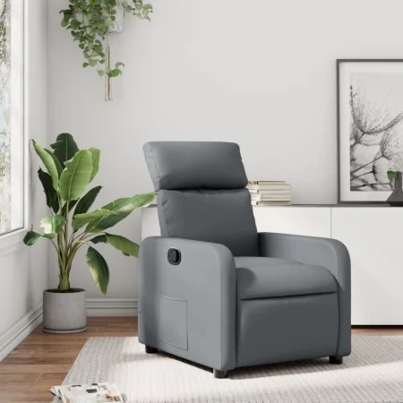 Sillón reclinable de cuero sintético gris de , Sillones - Ref: Foro24-374186, Precio: 188,37 €, Descuento: %