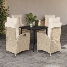 Set comedor de jardín 5 pzas con cojines ratán sintético beige en Conjuntos de jardín | Comprar online en Foru.es