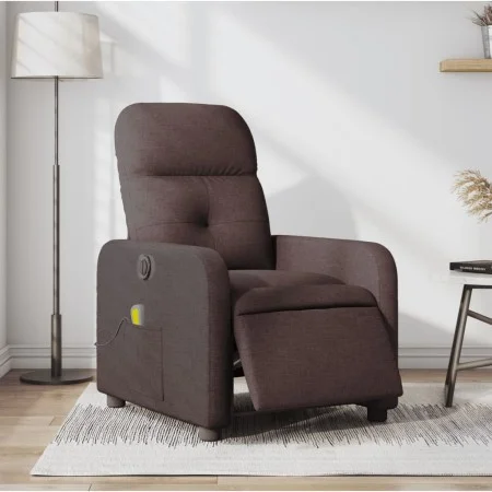 Sillón reclinable de masaje eléctrico tela marrón oscuro de , Sillones - Ref: Foro24-3206791, Precio: 240,10 €, Descuento: %