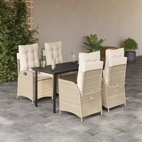 Set comedor de jardín 5 pzas con cojines ratán sintético beige en Conjuntos de jardín | Comprar online en Foru.es