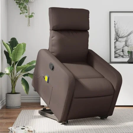 Sillón reclinable de masaje de pie de cuero sintético marrón de , Sillones - Ref: Foro24-3206758, Precio: 277,68 €, Descuento: %