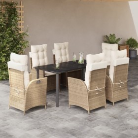 Set comedor de jardín 7 pzas con cojines ratán sintético beige en Conjuntos de jardín | Comprar online en Foru.es