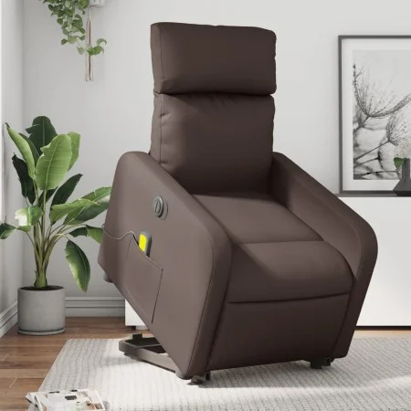 Sillón de masaje elevable eléctrico cuero sintético marrón de , Sillones - Ref: Foro24-3206772, Precio: 326,25 €, Descuento: %