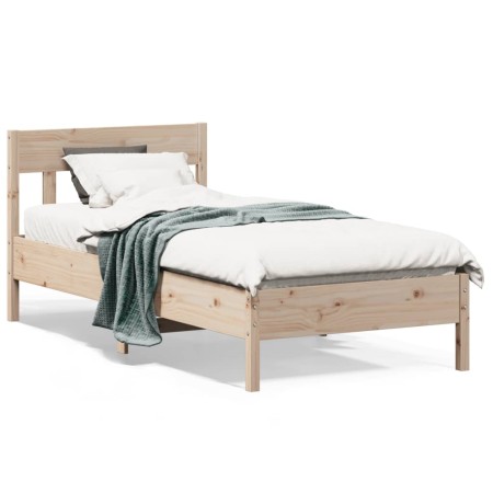 Estructura de cama con cabecero madera maciza de pino 90x200 cm de , Camas y somieres - Ref: Foro24-842658, Precio: 118,13 €,...