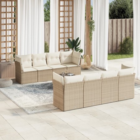 Set de sofás de jardín 9 pzas con cojines ratán sintético beige de , Conjuntos de jardín - Ref: Foro24-3249147, Precio: 630,8...