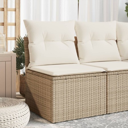 Silla de jardín sin reposabrazos con cojines ratán PE beige de , Sofás de exterior - Ref: Foro24-366073, Precio: 81,94 €, Des...