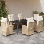 Set comedor de jardín 7 pzas con cojines ratán sintético beige en Conjuntos de jardín | Comprar online en Foru.es