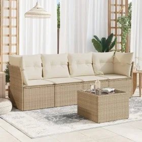 Juego de sofás jardín con cojines 5 pzas ratán sintético beige de , Conjuntos de jardín - Ref: Foro24-3249077, Precio: 335,58...