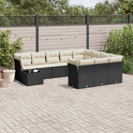 Set de sofás de jardín 11 pzas y cojines ratán sintético negro de , Conjuntos de jardín - Ref: Foro24-3250095, Precio: 635,58...