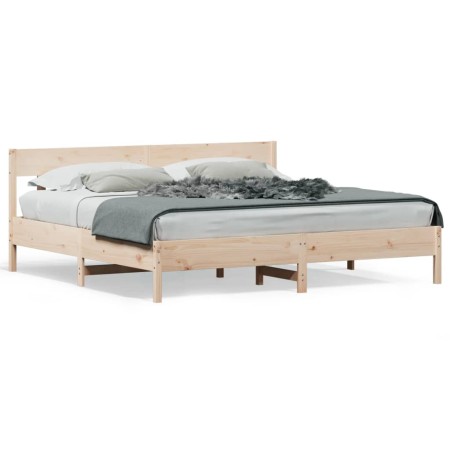 Estructura de cama con cabecero madera maciza de pino 200x200cm de , Camas y somieres - Ref: Foro24-3216200, Precio: 192,05 €...