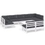Muebles de jardín 10 pzas y cojines blanco madera maciza de pino de , Conjuntos de jardín - Ref: Foro24-3097206, Precio: 851,...