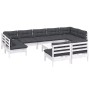 Muebles de jardín 10 pzas y cojines blanco madera maciza de pino de , Conjuntos de jardín - Ref: Foro24-3097206, Precio: 851,...