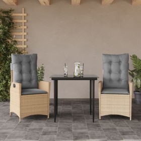 Set comedor de jardín 3 pzas con cojines ratán sintético beige en Conjuntos de jardín | Comprar online en Foru.es
