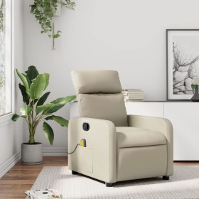 Sillón reclinable de masaje cuero sintético crema de , Sillones - Ref: Foro24-374191, Precio: 207,84 €, Descuento: %