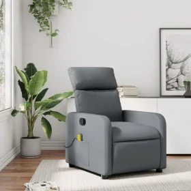 Sillón de masaje reclinable cuero sintético gris de , Sillones - Ref: Foro24-374193, Precio: 204,87 €, Descuento: %