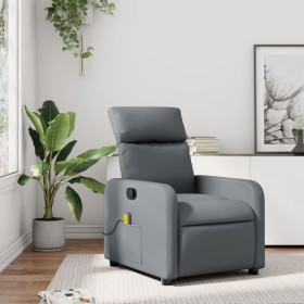 Sillón de masaje reclinable cuero sintético gris de , Sillones - Ref: Foro24-374193, Precio: 219,51 €, Descuento: %