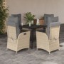 Set comedor de jardín 5 pzas con cojines ratán sintético beige en Conjuntos de jardín | Comprar online en Foru.es