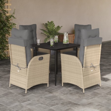 Set comedor de jardín 5 pzas con cojines ratán sintético beige en Conjuntos de jardín | Comprar online en Foru.es