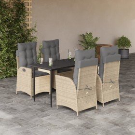 Set comedor de jardín 5 pzas con cojines ratán sintético beige en Conjuntos de jardín | Comprar online en Foru.es