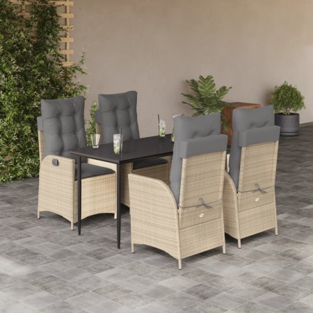 Set comedor de jardín 5 pzas con cojines ratán sintético beige en Conjuntos de jardín | Comprar online en Foru.es
