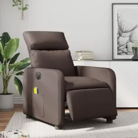Sillón de masaje reclinable eléctrico cuero sintético marrón de , Sillones - Ref: Foro24-3206744, Precio: 242,68 €, Descuento: %