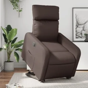 Sillón reclinable elevable eléctrico de cuero sintético marrón de , Sillones - Ref: Foro24-3206765, Precio: 324,11 €, Descuen...