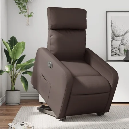 Sillón reclinable elevable eléctrico de cuero sintético marrón de , Sillones - Ref: Foro24-3206765, Precio: 324,11 €, Descuen...