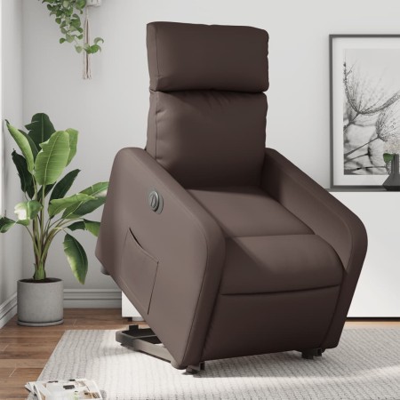 Sillón reclinable elevable eléctrico de cuero sintético marrón de , Sillones - Ref: Foro24-3206765, Precio: 298,91 €, Descuen...