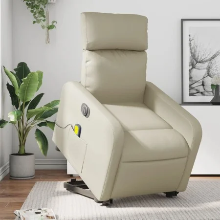 Sillón de masaje elevable eléctrico cuero sintético crema de , Sillones - Ref: Foro24-3206771, Precio: 339,82 €, Descuento: %