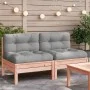Garden sofas without armrests with cushions 2 units Douglas wood by , Modular outdoor sofas - Ref: Foro24-838163, Price: 174,...